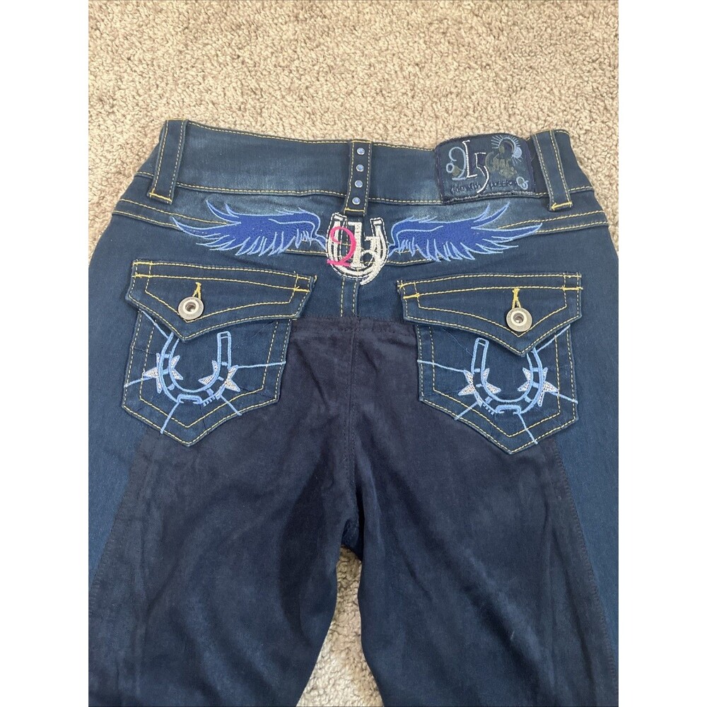 2K Grey Denim Riding Pants Breeches Women’s Size 25 Embroidery Equestrian
